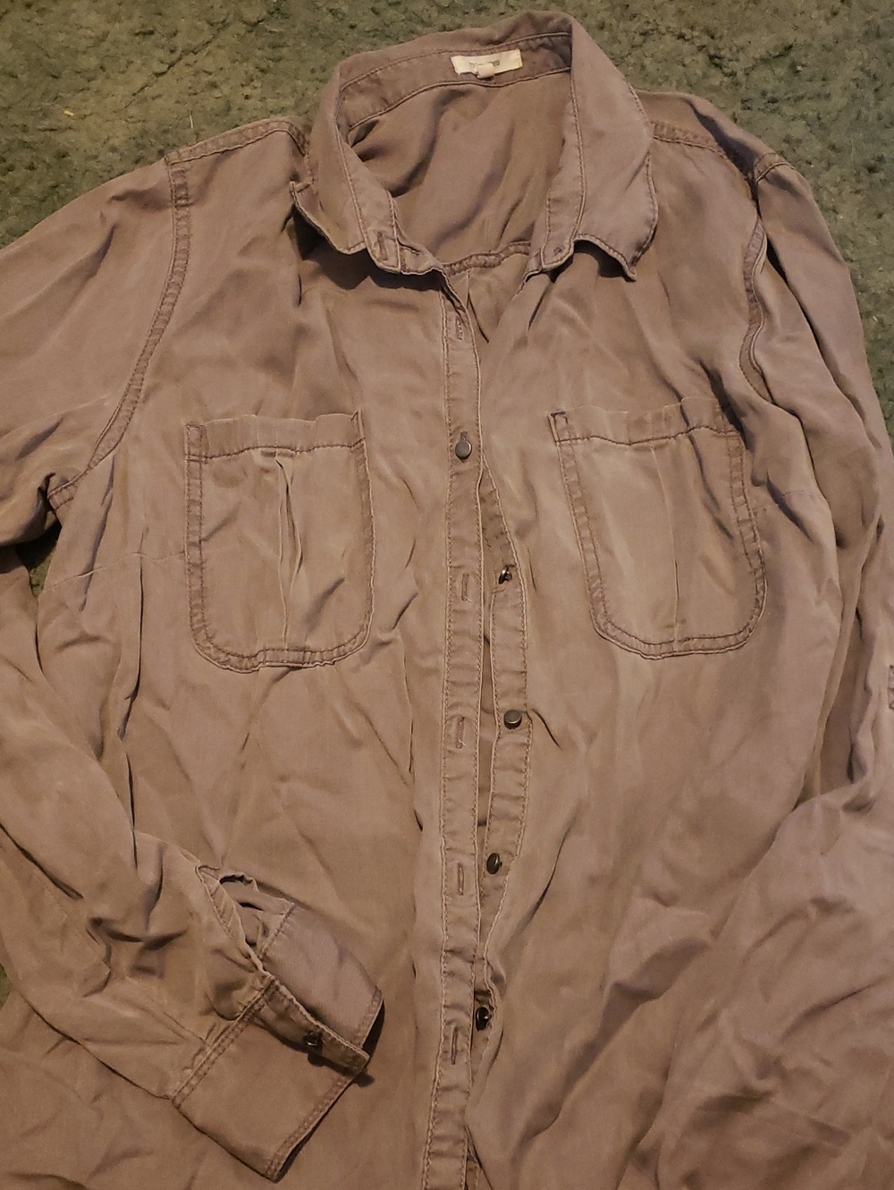 Womens Cotton Button-Up Shirt in Taupe